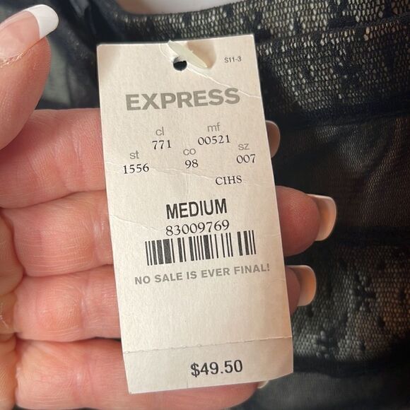 Express Black Sheer Lace Ruffle Peplum Pencil Skirt. Size Medium. - Picture 4 of 12